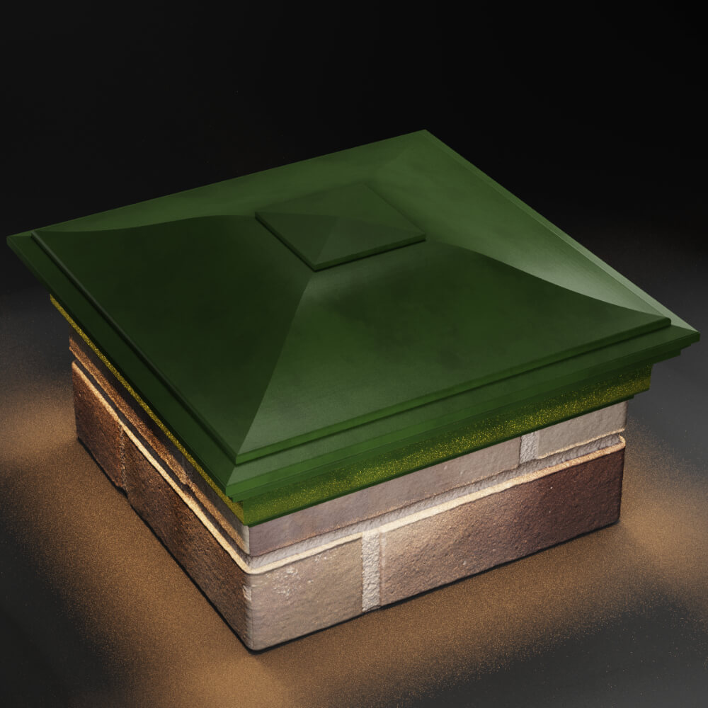 Колпак Zking Монблан Зеленый на столб 1.5х1.5 кирпича (385х385мм) с подсветкой